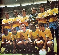 The Brazil team of 1970, with Pelé in the front row, second from the right