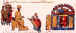 Tarsus surrenders to Nikephoros Phokas (seated).