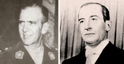 Generals Eduardo Lonardi and Pedro Eugenio Aramburu, the successive dictators of the Revolución Libertadora.