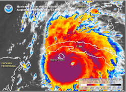 Infrared Satellite loops of Hurricane Gustav crossing western Cuba as a major category 4 storm.