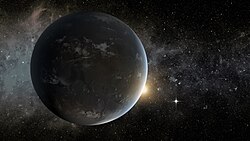 An artist's rendition of Kepler-62f, a potentially habitable exoplanet discovered using data transmitted by the Kepler space telescope