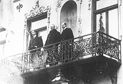 Malmö, 18 December 1914. All three kings of the Scandinavian countries, on the same balcony.
