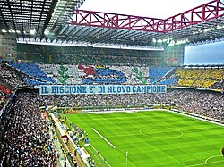 The choreography of Inter Milan's fans during a match against AC Siena in Serie A