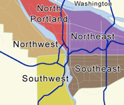 The five previous addressing sectors of Portland, prior to the addition of South Portland
