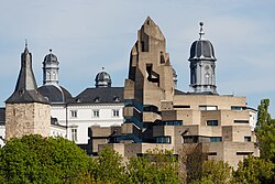 Bensberg City Hall, seen against old castle