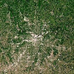 The Kansas City metropolitan area was photographed by the Sentinel-2 satellite in July 2022.
