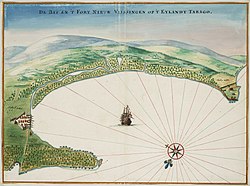 Seventeenth-century map showing the fort of Nieuw Vlissingen.