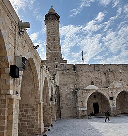 View of the Great Mosque of Gaza, the oldest mosque in Gaza dating to the 7th century CE, which was destroyed by Israeli airstrikes during the Gaza war