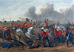 The charge of the British 16th Lancers at Aliwal on 28 January 1846, during the Anglo-Sikh war