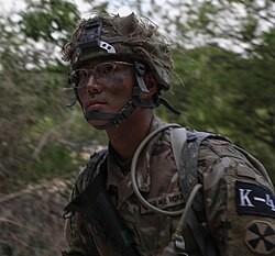 Young K on May 8, 2022 during the land navigation course of the Best Warrior competition at Camp Casey in South Korea