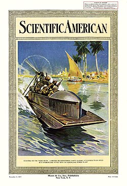 British Army reconnaissance airboat on the Tigris River during the Mesopotamian Campaign of World War I