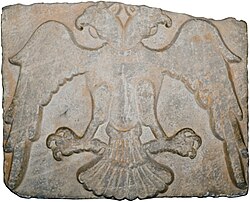 Seljuq period architectural fragment from Konya, showing Seljuq appropriation of the double-headed eagle often associated with Byzantium. Ince Minare Museum, Konya. The naturalism of the sculpture looks more Greek than Syrian or Iranian in workmanship.
