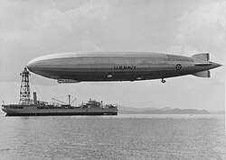 USS Los Angeles (ZR-3) beside tender USS Patoka February 1931