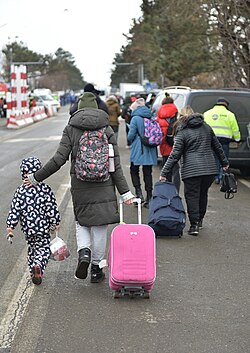 Ukrainian refugees fleeing after the 2022 Russian invasion of Ukraine, 5 March 2022
