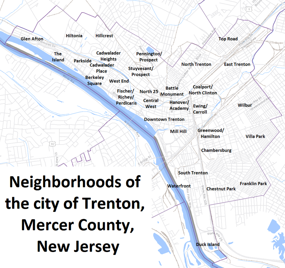 Map of neighborhoods in Trenton