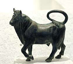 Bronze bull, probably a representation of Egyptian god Apis. 1st-2nd century CE, found in Tartus