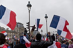 Macron's supporters celebrating his victory at the Louvre on 7 May 2017