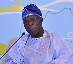 Obasanjo speaking at the African Development Bank Group annual meeting in Kigali in 2014