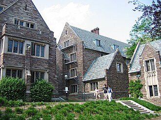 Princeton University's Cuyler and Walker Halls are dormitories with Collegiate Gothic architecture.