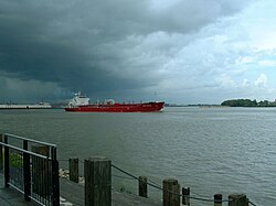 A tanker on the Mississippi River in New Orleans