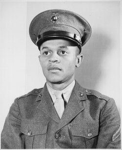 Howard P. Perry, the first black recruit in the U.S. Marine Corps, 1942.