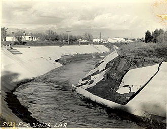 Flooding damage along the wash in 1938