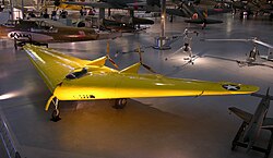 The Northrop N-1M on display at the National Air and Space Museum's Steven F. Udvar-Hazy Center