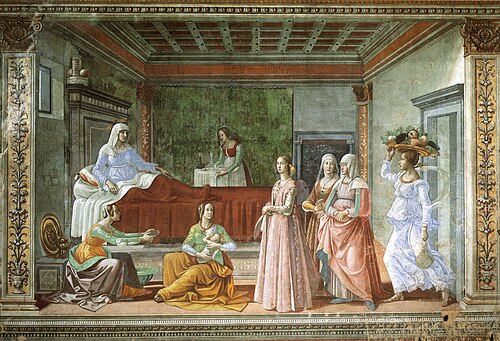The Birth of John the Baptist, a fresco in the Tornabuoni Chapel in Florence