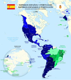 Spanish and Portuguese empires, 1790.