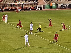Lukaku, at the centre, with the Belgian national team in 2021