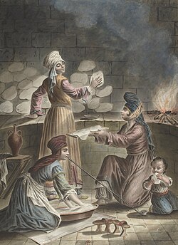 Turkish women baking bread, 1790
