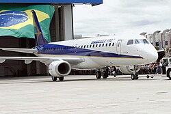 Embraer Y-190, aircraft developed by company Embraer which has its headquarters in São José dos Campos, inland of São Paulo .
