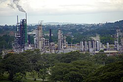 The oil refinery at Pointe-à-Pierre. A strong petrochemical and oil industry has boosted the economy and the country is less reliant on tourism or agriculture.