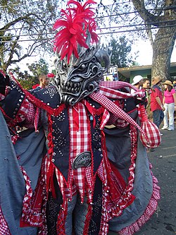 Traditional cojuelo mask of the Dominican carnival in La Vega, Dominican Republic