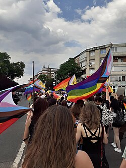Demonstrators during Timișoara Pride Week in 2023