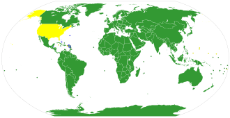 Countries by usage Celsius (°C) Celsius (°C) and Fahrenheit (°F) Fahrenheit (°F)