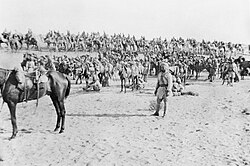 Mysore and Bengal Lancers with Bikaner Camel Corps in the Sinai Desert, Egypt, 1915.