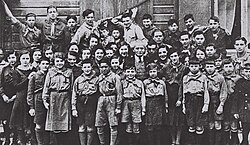 Ben Gurion with members of Zionist youth movement in Tallinn, Estonia, 1933