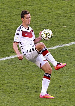 Klose playing in the 2014 World Cup final
