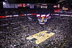 Playoff game between the San Antonio Spurs and the Dallas Mavericks in 2014; the Spurs won the NBA Finals that year.