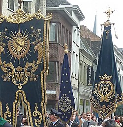 Religious banners of Catholic brotherhoods in Lier, Belgium