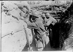 French soldiers observing enemy movements