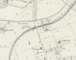 When constructed the line and station were surrounded by countryside