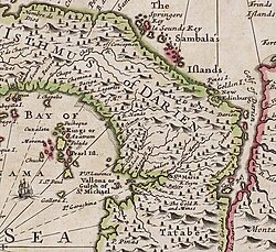"A New Map of the Isthmus of Darien in America, The Bay of Panama, The Gulph of Vallona or St. Michael, with its Islands and Countries Adjacent". In A letter giving a description of the Isthmus of Darian, Edinburgh: 1699.