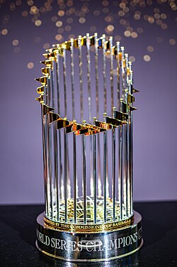 The Commissioner's Trophy is awarded annually to the winning team of the World Series, the league's championship series that concludes the postseason.