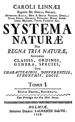 Title page of the 10th edition of Systema Naturæ (1758)