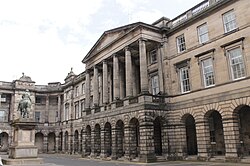 Parliament House in Edinburgh, the former Parliament of Scotland, now houses the Supreme Courts of Scotland