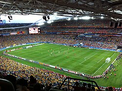 Australia playing in the 2015 AFC Asian Cup final where they would go on to lift the cup after defeating South Korea 2–1 in extra time