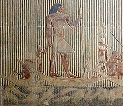 Electric catfish in Mastaba of Ti bas-relief colour