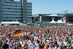 Fans in Hamburg watching the match between Germany and South Korea